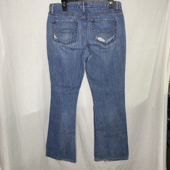 ABERCROMBIE & FITCH Jeans Low Rise Bootcut Flare Distressed Emma Women 8 8S Blue - Picture 2 of 9